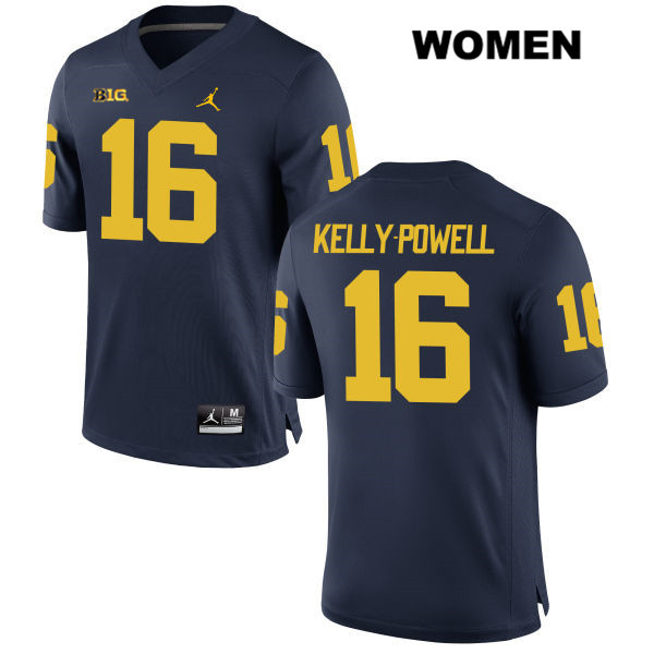 Women's NCAA Michigan Wolverines Jaylen Kelly-Powell #16 Navy Jordan Brand Authentic Stitched Football College Jersey XA25P01VO